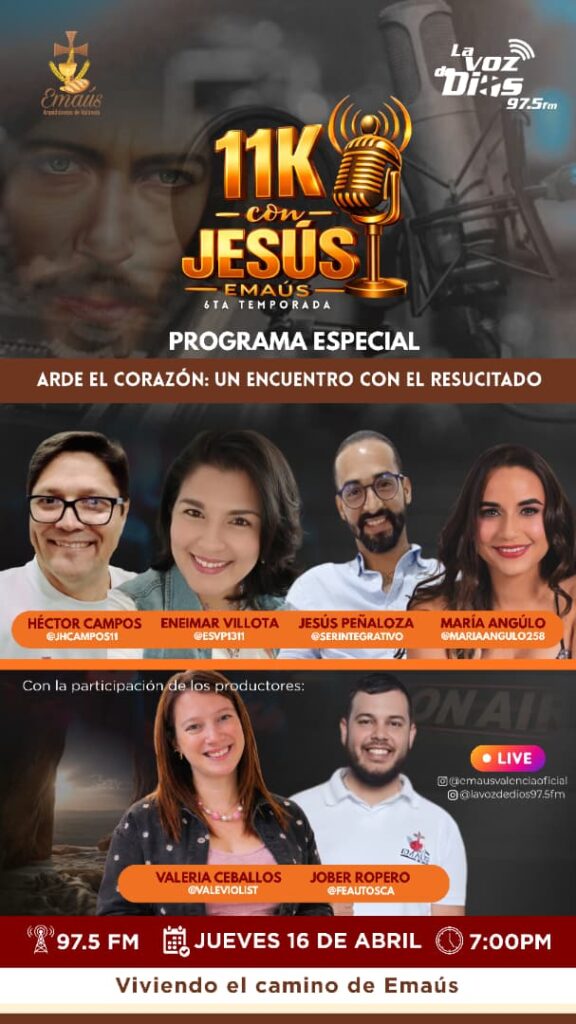 Porgrama 11K con Jespus viviendo el camino de Emaus